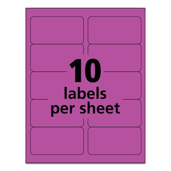 2" x 4" Neon Magneta Shipping Labels, Pk100