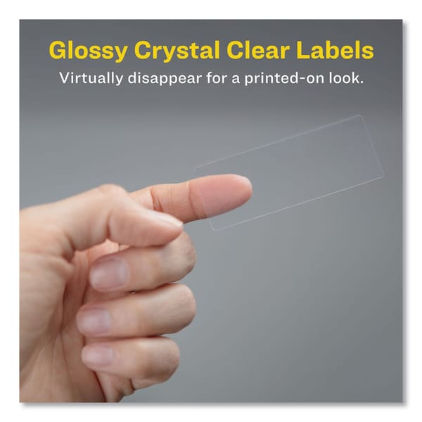 Glossy Clear Easy Peel Mailing Labels, Inkjet/Laser, 0.66x1.75, PK600