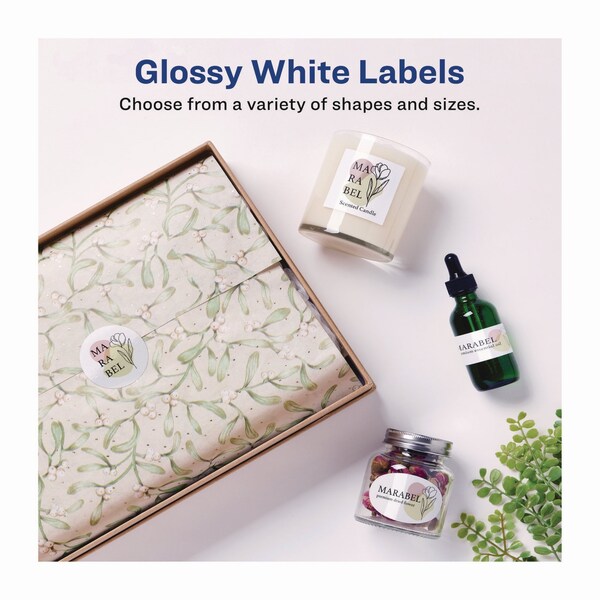 Glossy White Easy Peel Mailing Label w/Sure Feed, Laser, 1x2.63, PK750