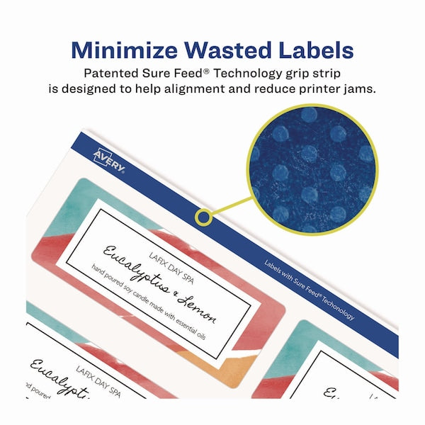 Glossy White Easy Peel Mailing Label w/Sure Feed, Laser, 1x2.63, PK750
