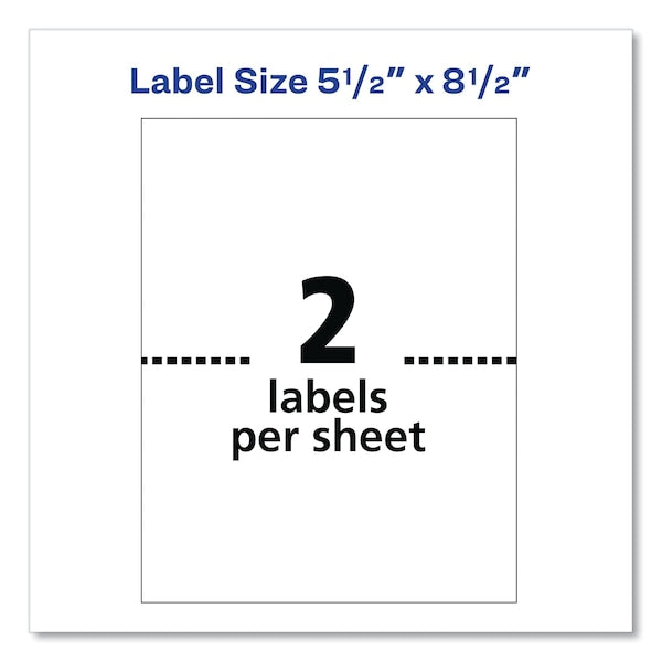 Shipping Labels w/TrueBlock Tech, Inkjet Printer, 5.5x8.5, White, PK50