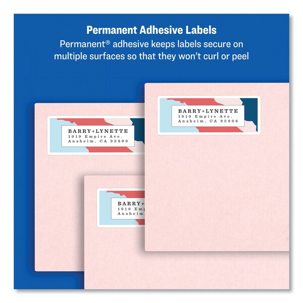 Easy Peel White Address Labels, Inkjet Printers, 1 x 4, White, PK500