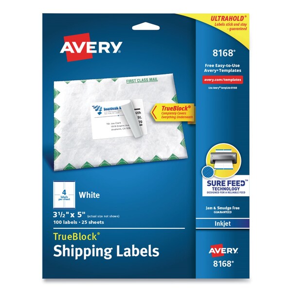 TrueBlock-« White Shipping Labels, 4UP, Pk100