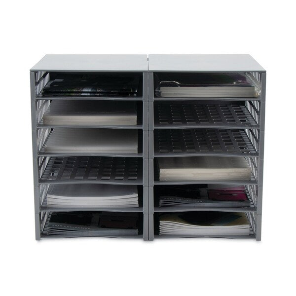 Snap Configurable Tray System, 12 Compartments, 22.75 x 9.75 x 13, Gray