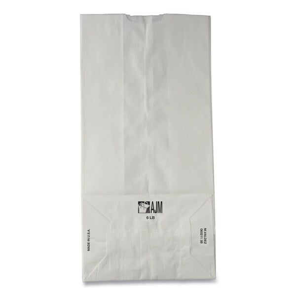 Paper Bags, 35 lbs Cap., #6, 6"w x 3.63"d x 11.06"h, White, PK500