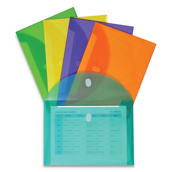 Reusable Poly Envelope, 8 1/2 x 11, Assorted, 10/Pack
