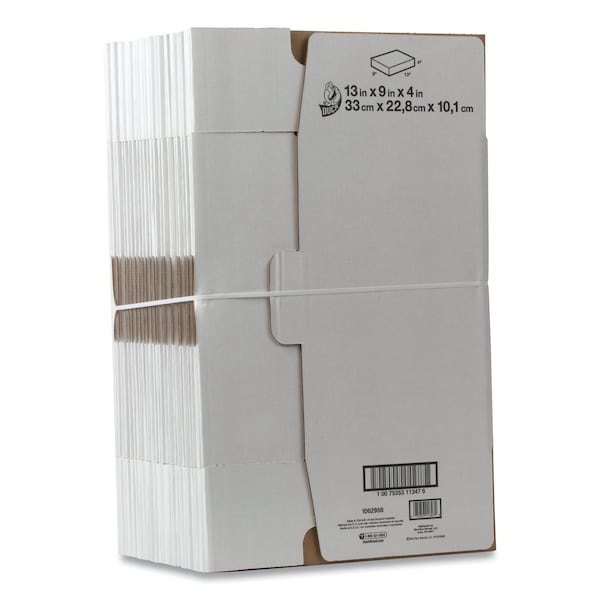 Ship Box, Self Lock, 13x9", White, PK25