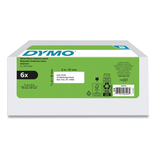 LW Address Labels, 0.75 in. x 2 in., White, 500/Roll, PK6, 6PK