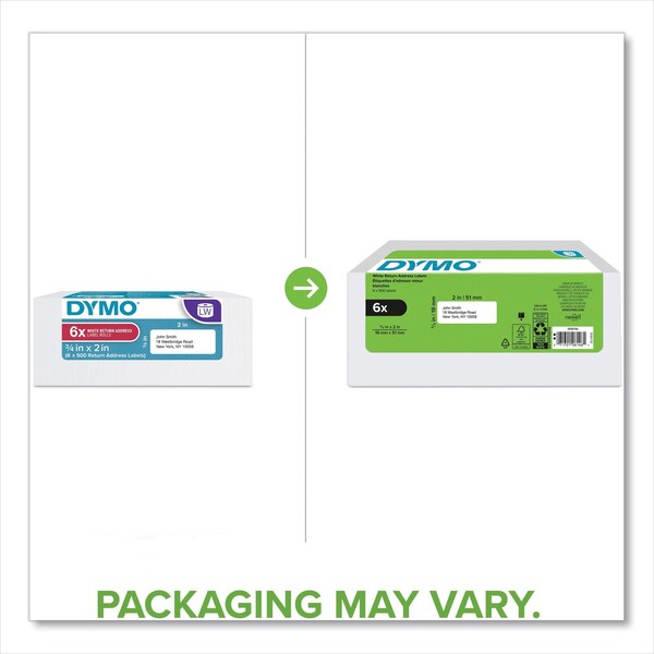 LW Address Labels, 0.75 in. x 2 in., White, 500/Roll, PK6, 6PK