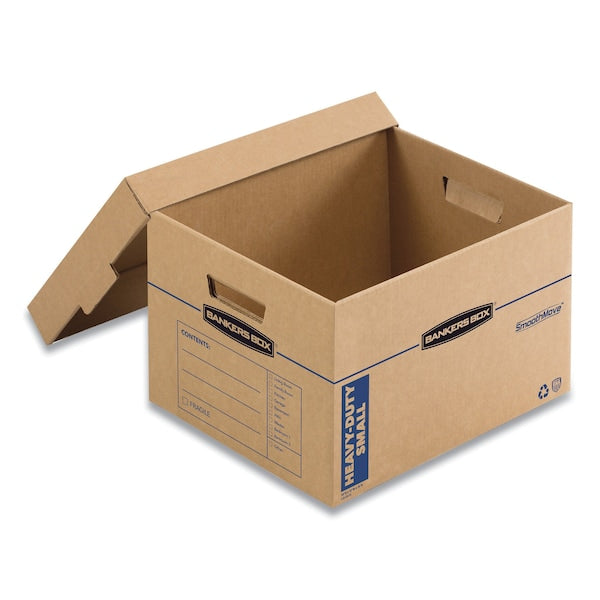 Max Strength Moving Boxes, Small, HSC, 15x15x12, Kraft/Blue, PK8