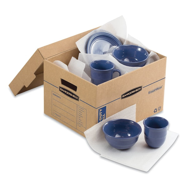 Max Strength Moving Boxes, Small, HSC, 15x15x12, Kraft/Blue, PK8