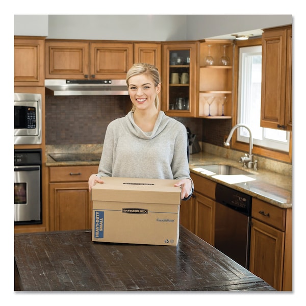 Max Strength Moving Boxes, Small, HSC, 15x15x12, Kraft/Blue, PK8