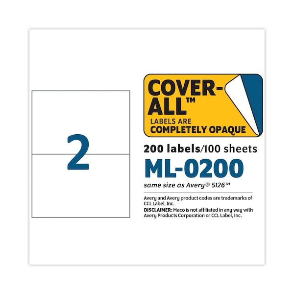 White Laser/Inkjet Internet Shipping Labels, 5.5 x 8.5, White, PK200