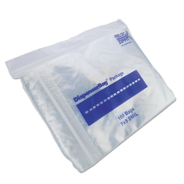 Plastic Zipper Bags, 2 mil, 7" x 8", Clear, PK1000