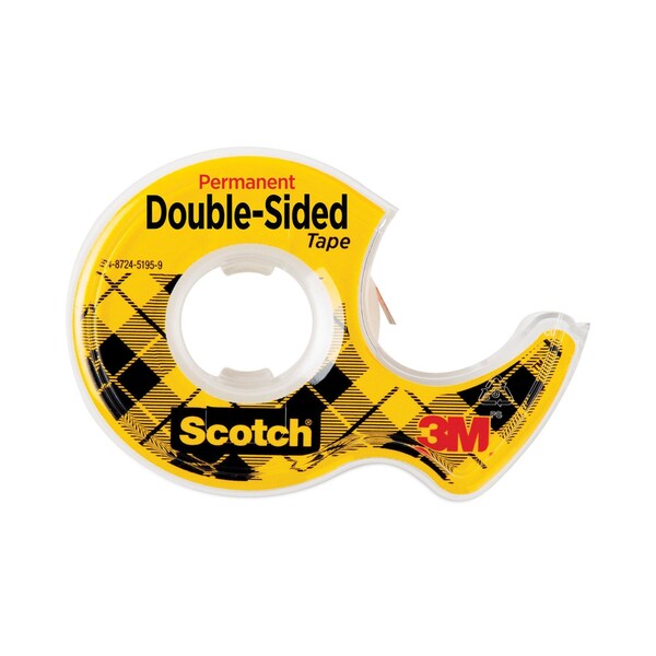 Double Sided Tape, Permanent, 1/2x250 in.