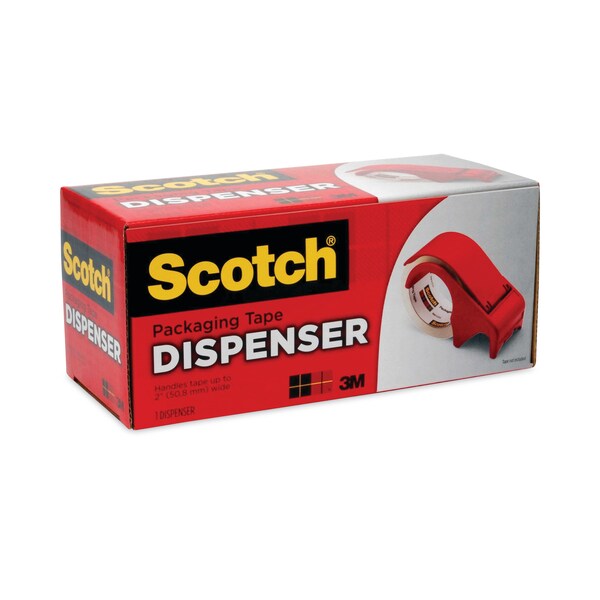 Handheld Tape Dispenser, Holds 3"Core/2" W 60yds, Red