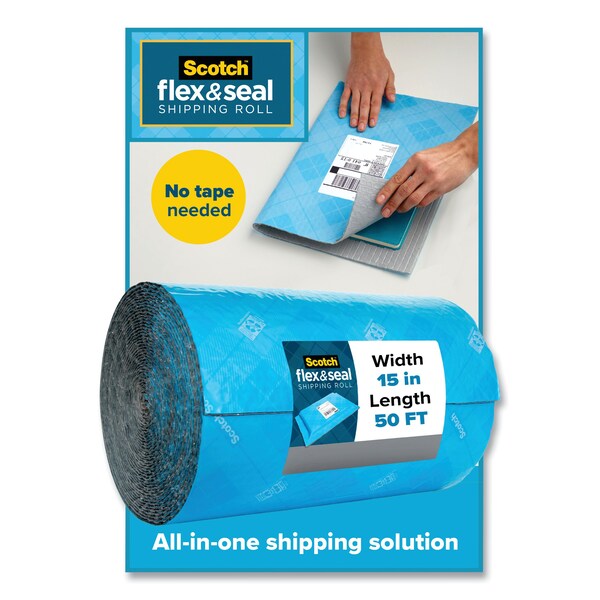 Flex and Seal Shipping Roll, 15" x 50 ft., Blue/Gray