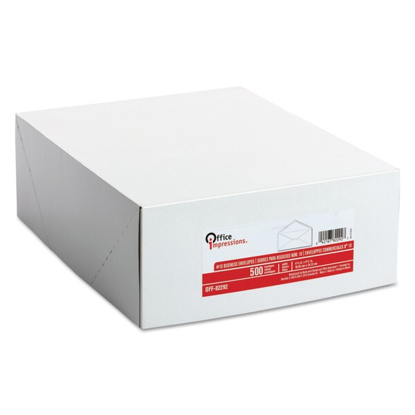 White Envelope, #10, Commercial Flap, Gummed Closure, 4.13 x 9.5, White, PK500 PK
