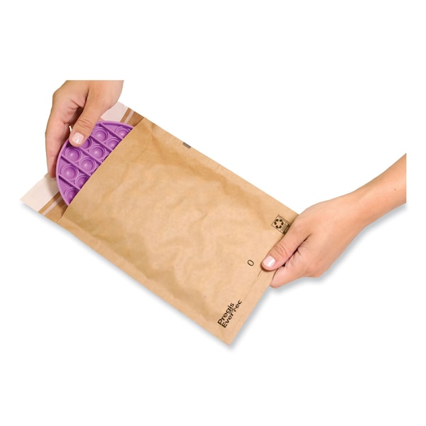 EverTec Curbside Recyclable Padded Mailer, #0, Kraft Paper, Self-Adhesive Closure, 7x9, Brown, 300PK