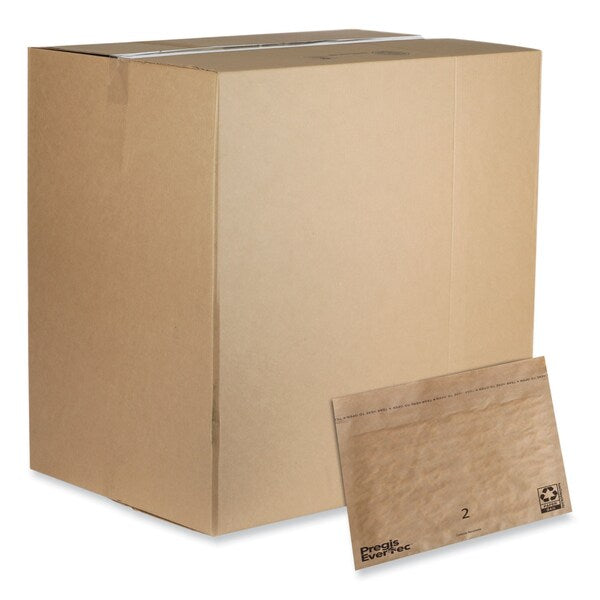EverTec Curbside Recyclable Padded Mailer, #2, Kraft Paper, Self-Adhesive, 12x9, Brown, 100PK
