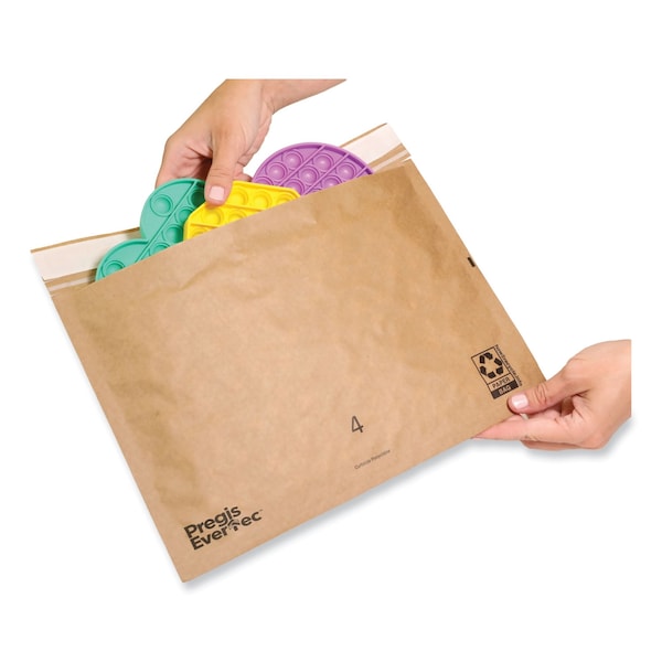 EverTec Curbside Recyclable Padded Mailer, #2, Kraft Paper, Self-Adhesive, 12x9, Brown, 100PK