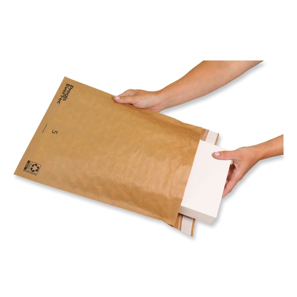EverTec Curbside Recyclable Padded Mailer, #5, Kraft Paper, Self-Adhesive, 12x15, Brown, 100PK