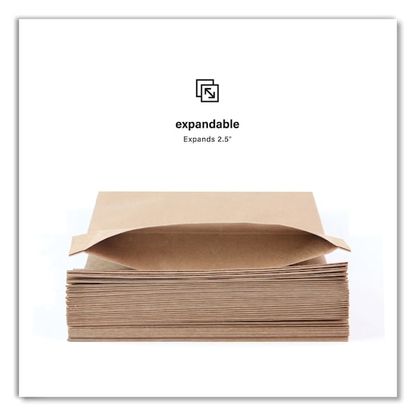 Expandable Mailer, Self-Adhesive Closure, 13.5 x 15.37 x 2.5, Kraft, 250PK
