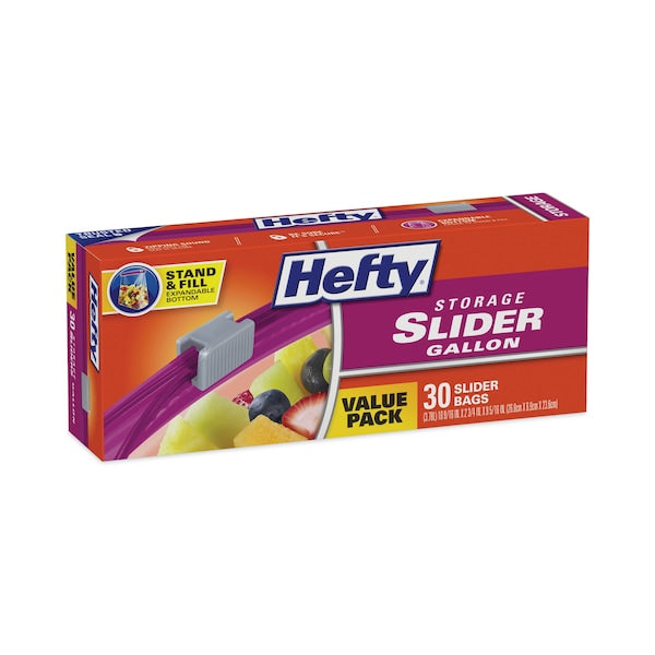 Slider Bags, 1 gal, 1.5 mil, 2.5" x 11", Clear, PK30
