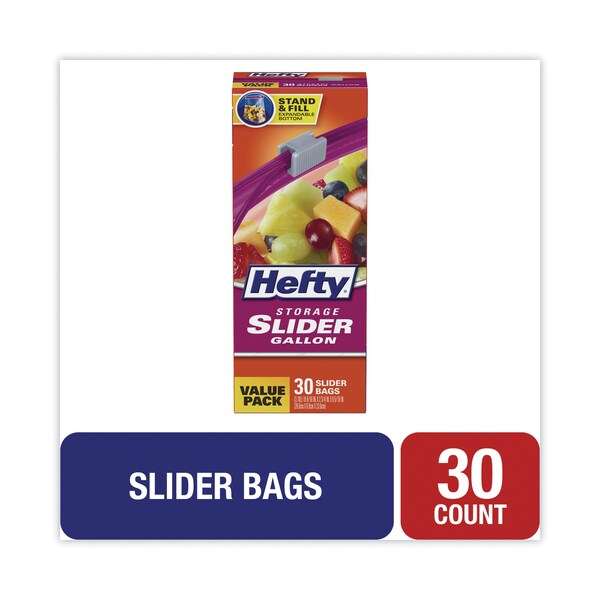 Slider Bags, 1 gal, 1.5 mil, 2.5" x 11", Clear, PK30