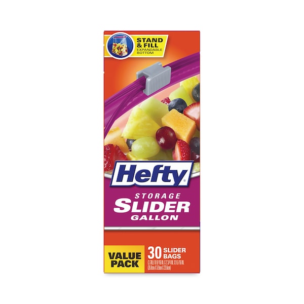 Slider Bags, 1 gal, 1.5 mil, 2.5" x 11", Clear, PK30