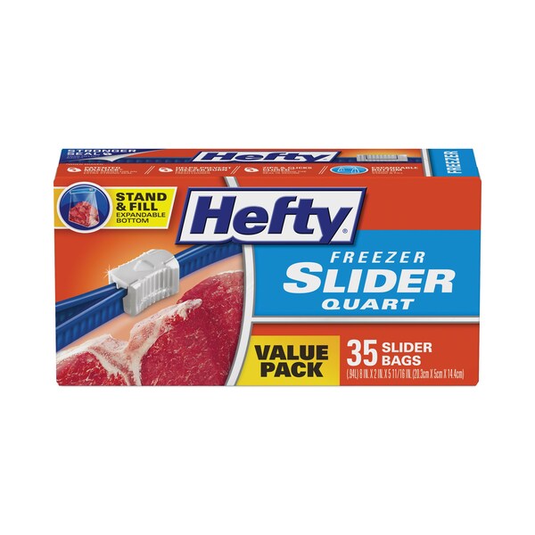 Slider Stand and Fill Freezer Storage Bags, 32 oz, 7" x 8", Clear, PK35