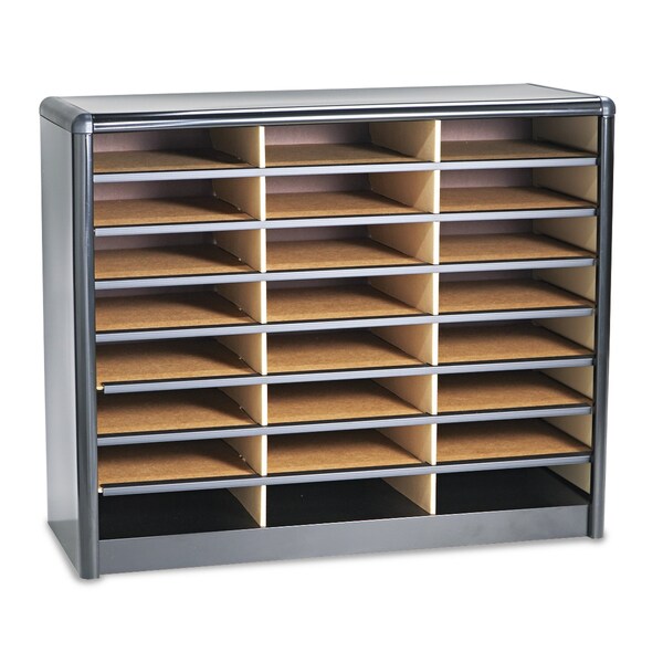 Steel/Fiberboard Lit Sorter, 24 Sections, 32.25 x 13.5 x 25.75, Black
