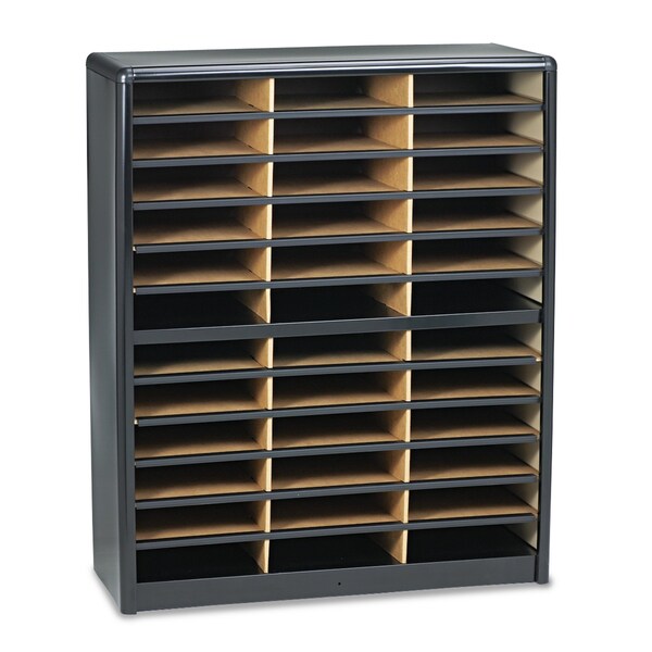 Steel/Fiberboard Literature Sorter, 36 Sections, 32.25x13.5x38, Black