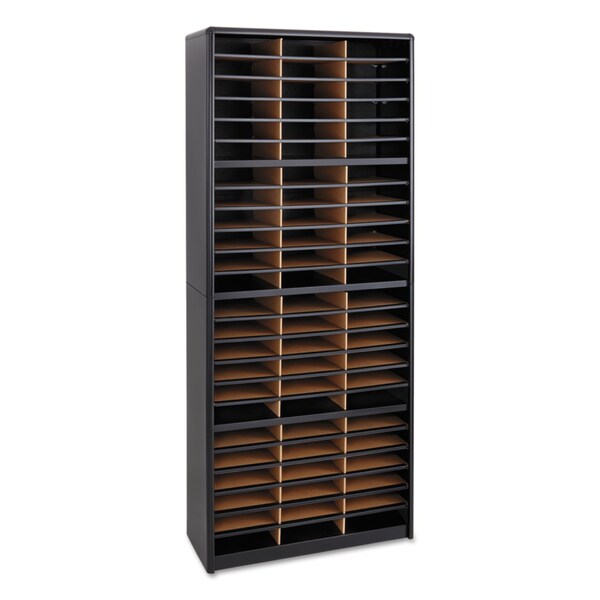 Steel/Fiberboard Literature Sorter, 72 Sections, 32.25x13.5x75, Black