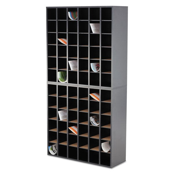 Wood Mail Sorter with Adjustable Dividers, Stackable, 36 Compartments, Black