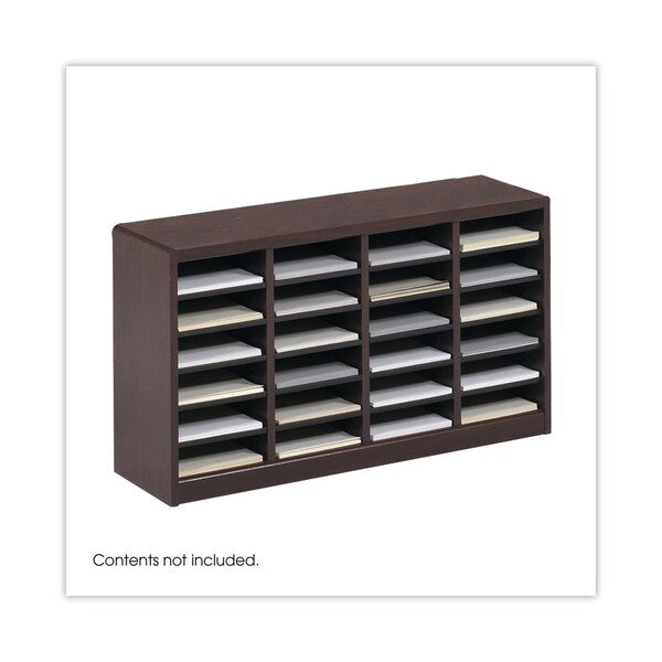 Wood/Fiberboard E-Z Stor Sorter, 24 Sections, 40 x 11 3/4 x 23, Mahogany