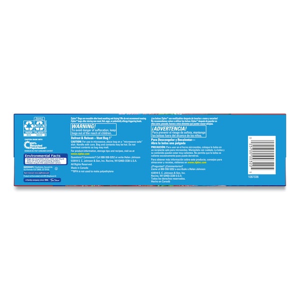 Zipper Lock, 10.56" W, 1.75 mil Thick, Clear