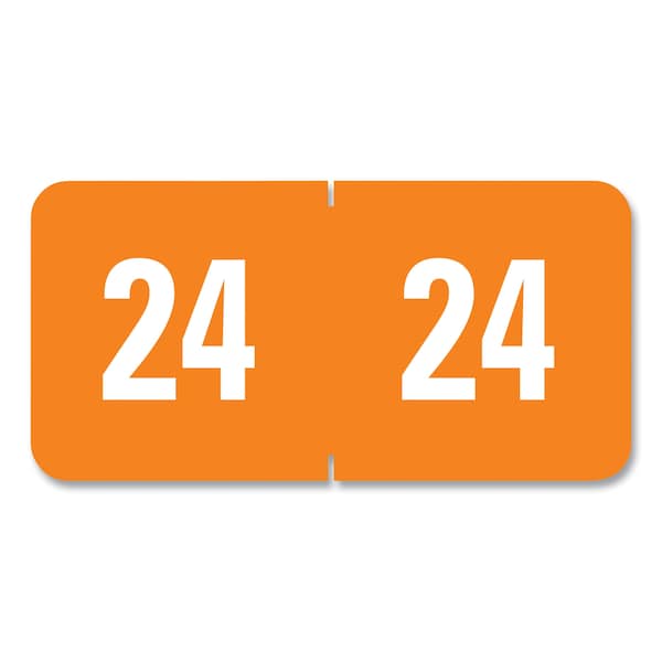 Yearly End Tab File Folder Labels, 24, 0.5 x 1, Orange, 250PK