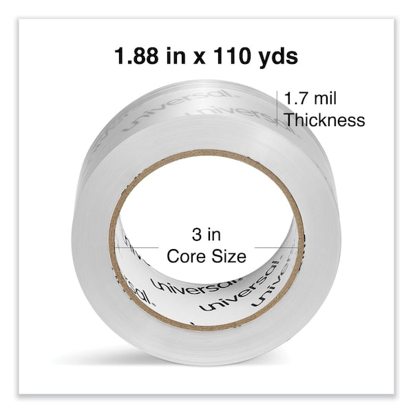 Deluxe Acrylic Box Sealing Tape, 3" Core, 1.88" x 110 yds, Clear, PK6