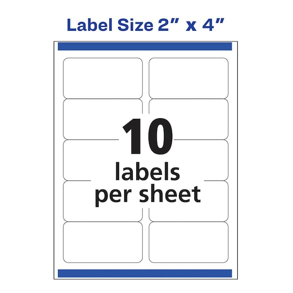 Glossy White Easy Peel Mailing Labels w/Sure Feed, Laser, 2x4, PK250