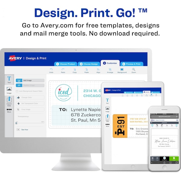 Avery® WeatherProof™ Mailing Labels with TrueBlock® Technology for Laser Printers 5524, 3-1/3" x 4", Box of 300