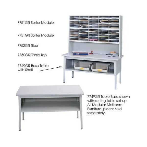 Sorting Table Base, 60 in W, Gray