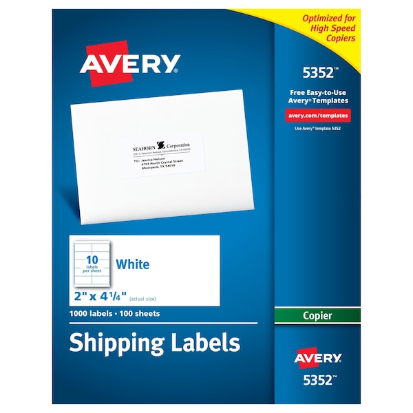 Shipping Labels for Copiers, Per, PK1000