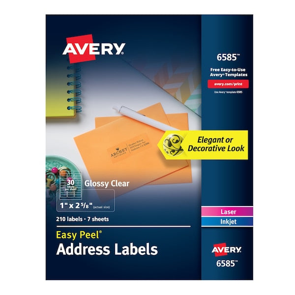 Glossy Clear Address Labels, Sure, PK210