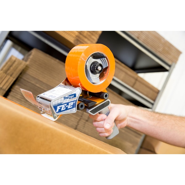 Handheld Tape Dispenser, 53 mm Max. Tape Width. 5 1/2 in Tape Core Dia, Pistol, Plastic, Gray