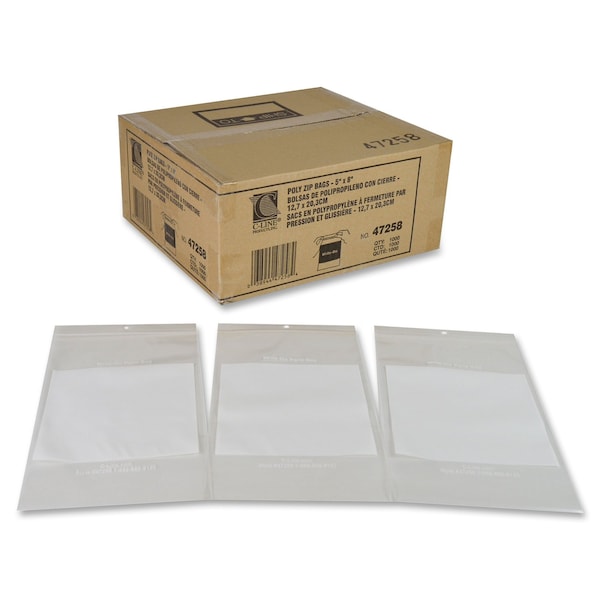 5" x 8" Reclosable Write-On Bags, PK 1000