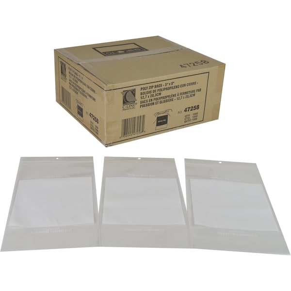 5" x 8" Reclosable Write-On Bags, PK 1000