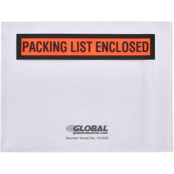 Packing List Envelopes W/Print, 4-1/2L x 5-1/2W, Orange, 1000PK