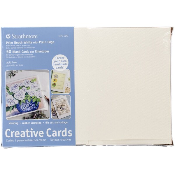 Cards & Envelopes 5 in. x 6.875 in. -Palm Beach White W/Plain Edge, 50PK