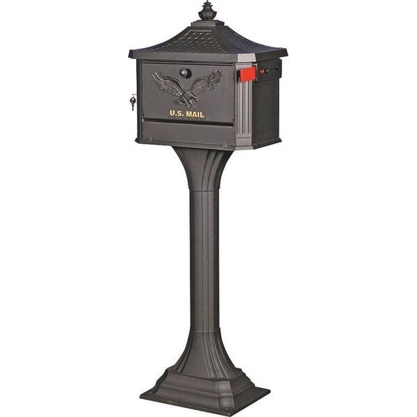 Gibraltar Mailboxes Mailbox Post Combo, 1250 cu-in Mailbox, Aluminum Mailbox, Aluminum Post, Black